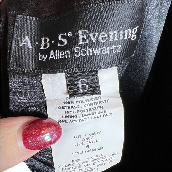 ABS Allen Schwartz Black Ruffle Tiered Cocktail Dress, Size 6 - Picture 5 of 7